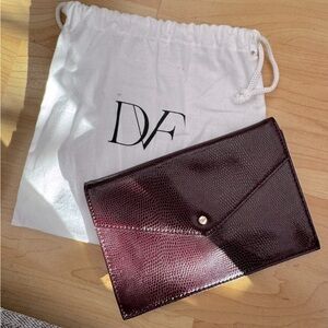 Diane Von Furstenberg Leather Envelope in Deep Cherry